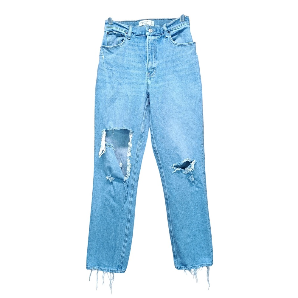 Abercrombie & Fitch Curve Love 90s Straight Ultra High Rise Distressed Jeans 27